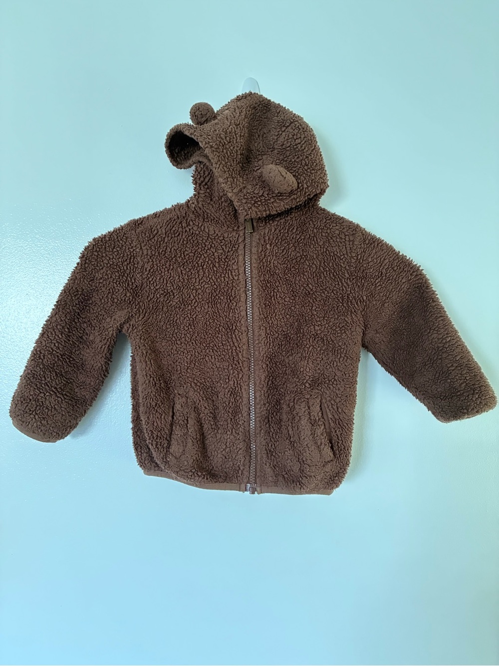 Old Navy Brown Teddy Zip-Up Hoodie with Ear Hood